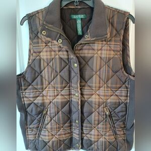 Lauren Quilted Plaid Vest Ladies L